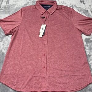 Report Collection Men XL Modern Fit Short Sleeve Button Down Papaya Red NWT